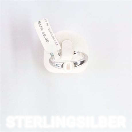 Ring mit Perle / W56 / SI925 / Ex-VK: 59,- € / 519-JWG