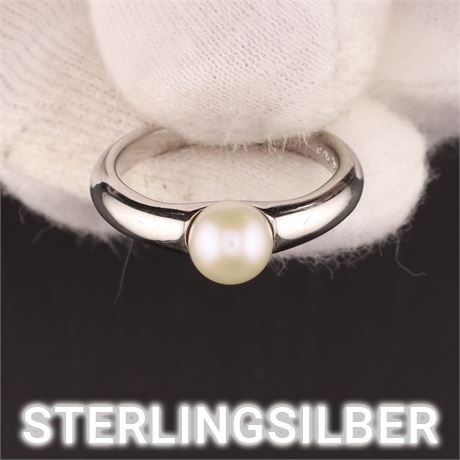 Ring mit Perle / W52 / SI925 / Ex-VK: 59,- € / 484-JWG