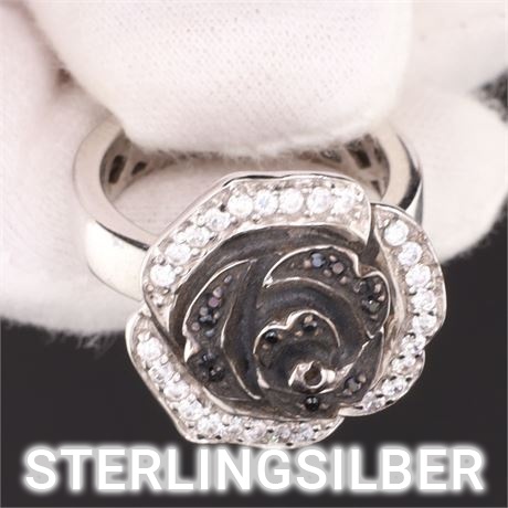 Ring Rose schwarz oxydiert / W56 / SI925 / Ex-VK: 149,- € / 582-JWG