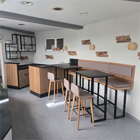 Barverbau komplett inkl. Waschbecken, Kühlpult, Bänke, Hocker - ID: 39-WF