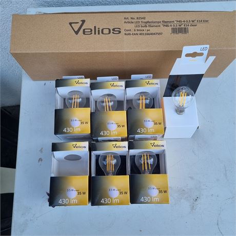 Velios LED Tropfenlampe Filament P45 3,5W E14 6 Stück - ID: 30-LUP
