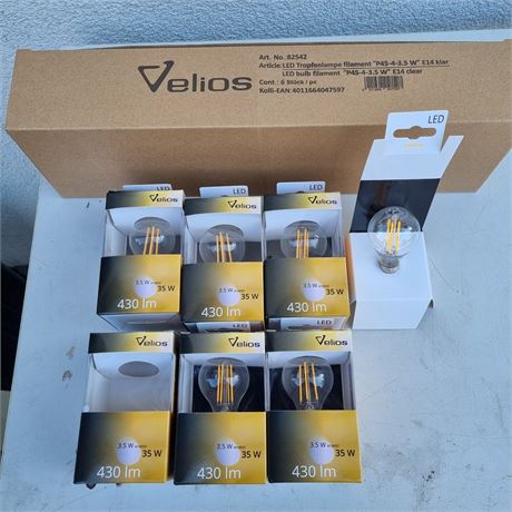 Velios LED Tropfenlampe Filament P45 3,5W E14 6 Stück - ID: 25-LUP