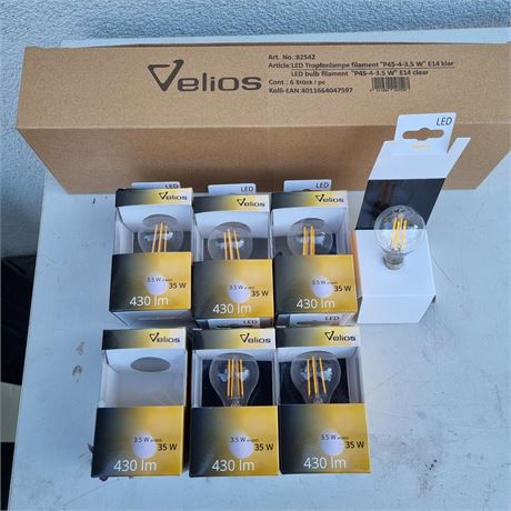 Velios LED Tropfenlampe Filament P45 3,5W E14 6 Stück - ID: 26-LUP