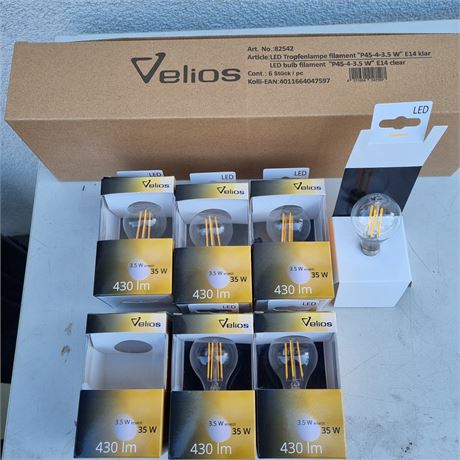 Velios LED Tropfenlampe Filament P45 3,5W E14 6 Stück - ID: 28-LUP