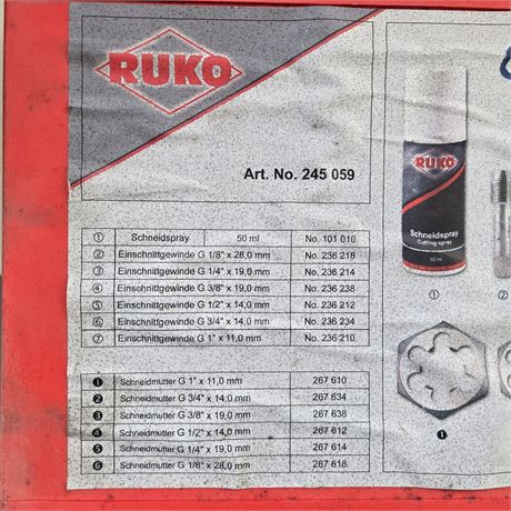Ruko Zollgewindeschneidsatz - ID: 51-CGW