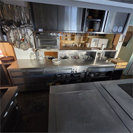 Edelstahl Anrichte mit Tellerwärmer und Hackbrett - ID: 18-AHS