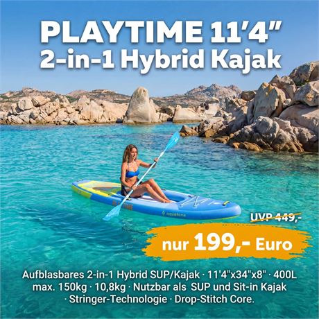 Aquatone PLAYTIME 11'4" 2-in-1 Hybrid SUP/Kajak Set | UVP 449,-