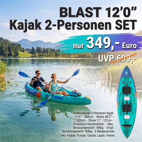 Aquatone BLAST 12'0" 2-Personen Kajak Set | UVP 699,-