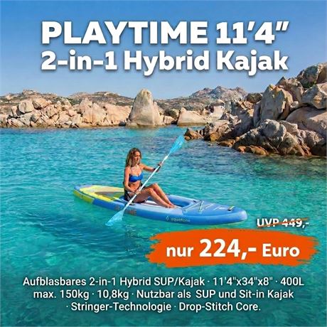 Aztron PLAYTIME 11'4" 2-in-1 Hybrid Kajak/SUP Set - ID: 12-SUP