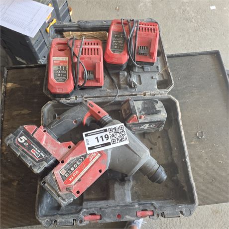 Milwaukee M18 FH Schlagbohr-Schrauber + Akkus + Ladegeräte - ID: 119-REB