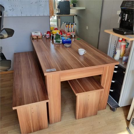 Sitzgruppe Esstisch + 2 Bänke - ID: 335-REB