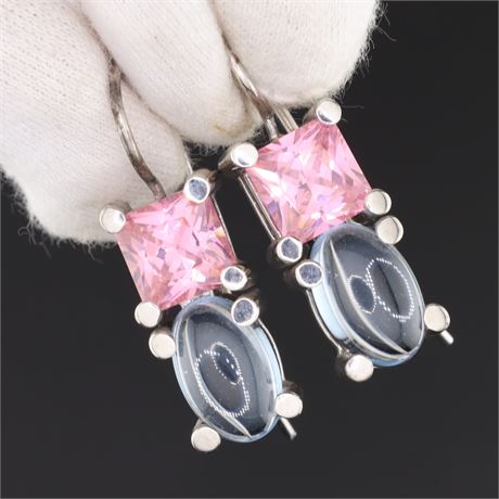 Ohrhaken mit Steinen, Silber 925 - ID: 2475-JWG