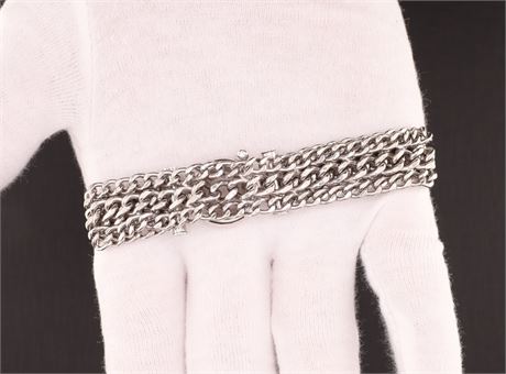 Panzerarmband 3reihig 19cm, Silber 925 - ID: 5065-JWG