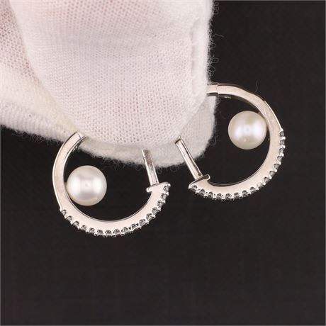 Creolen Süßwasserperle, Silber 925 - ID: 3830-JWG