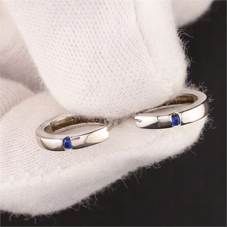 Creolen Zirkonia Saphir, Silber 925 - ID: 3736-JWG