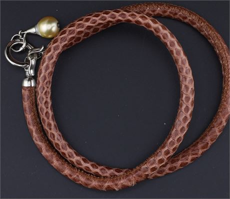 Armband Leder braun Perle - ID: 865-JWG