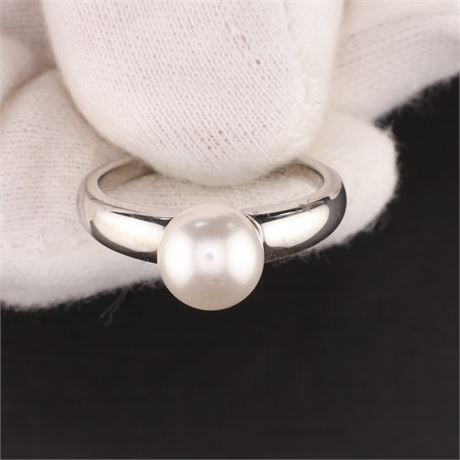 Ring Perle 8mm, Silber 925, Weite 54 - ID: 3198-JWG