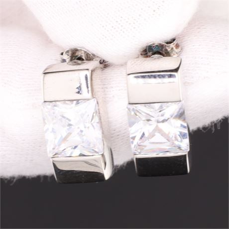 Ohrstecker Stein eckig, Silber 925 - ID: 1299-JWG
