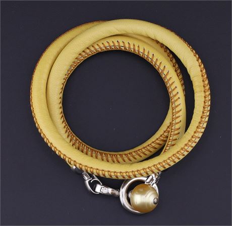 Armband Leder braun Perle - ID: 864-JWG
