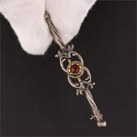 Brosche Granat, Silber 925 - ID: 3946-JWG