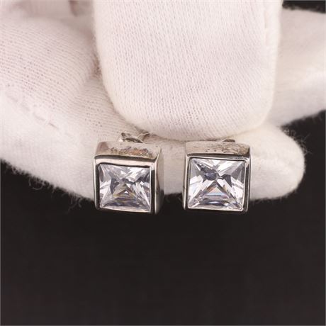 Ohrstecker Stein eckig, Silber 925 - ID: 4650-JWG